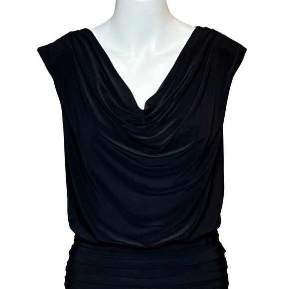Adrianna Papell black cowl neck shutter pleat dress size 6 - Picture 11 of 16